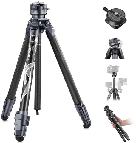NEEWER LITETRIP LT32 62 Trípode de Viaje de Fibra Carbono con Base Niveladora de ±15°, Eje Central Desmontable, Hebilla de Giro Rápido, Placa QR Tipo Arca Compatible con Peak Design Capture V3