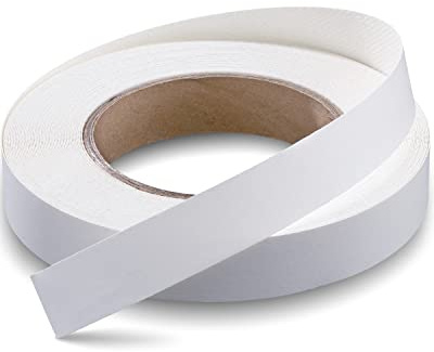 FAKILO 19mm x 30m Melamine Edge Banding, White Veneer Iron-On, Pre-glued Edging Strip for Cabinet Repair and Furniture Restoration DIY