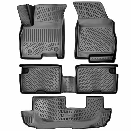 IKC STORE Für Chery Tiggo 8 Pro 2020+ 7-Sitzer Luxus-Paket Premium 3D Custom Fußmatten Schnitt Gummi Automatten - Wasserdicht Geruchsfrei Rutschfeste Bodenbelag Vorne & Hinten