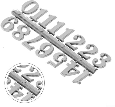 Personalisierte Quarz-Wanduhr Ersatzteile, DIY römische Ziffern Uhr Zahlen (silberne arabische Zahlen)