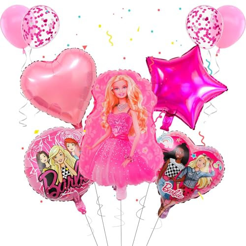 Luftballons Babi Geburtstag Deko Mädchen Rosa Bar-bi Balloon Geburtstagsdeko Prinzessin Folienballons Happy Birthday Bar-bi Kindergeburtstag Deko Girlande für Bar-bi Thema Party Supplies Deko