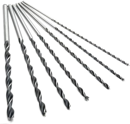 Lanpeeking Juego de 7 brocas para madera – 300 mm de largo, brocas espirales de 4, 5, 6, 7, 8, 10, 12 mm