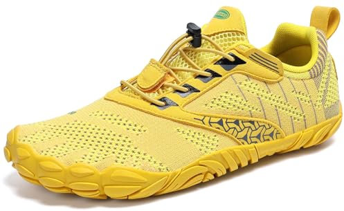 SAGUARO Hombre Mujer Minimalistas Zapatillas de Trail Running Ligeras y Respirable Zapatos Descalzos Gym Playa Calzado de Deportes Acuaticos para Correr Senderismo, Amarillo, 44 EU