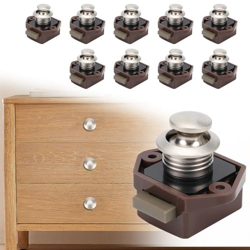 Opaltool Serratura a Pulsante, 18-22mm Chiusura a Pulsante per Camper con Vite, Senza Chiave Push Lock Serratura Chiusura a Pulsante per Caravan Camper Furgone Barca Armadio Porta