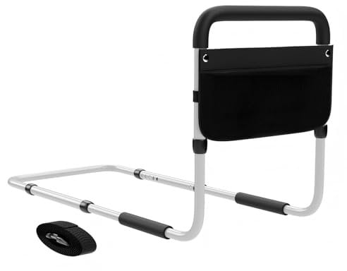 ToyaTec Aufstehhilfe Bett Bettgitter für Senioren und Behinderte – Sicherheits-Bettgriff mit höhenverstellbarem Geländer und abnehmbarem Design, einfache Installation (Weiß)