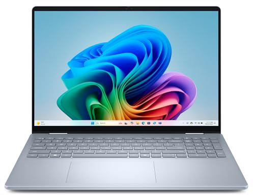 Dell 16 Plus 2-in-1 Laptop Copilot+ db06250-16 Inch FHD+ Touch Display, Intel Core Ultra 7 Series 2, 16GB RAM, 512GB SSD, Intel Arc Graphics, Windows 11 Home, Illuminated Keyboard QWERTZ - Ice Blue