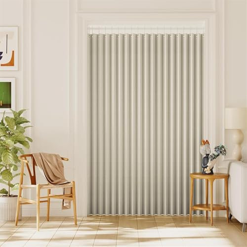 BXFUL Blackout Linen Door Curtain Accordion Door Curtains for Doorway Privacy Folding Closet Curtain Room Divider Sliding Door Shade with Hooks, 1 Panel (Ivory,100 W x 78 L (Pack of 1))