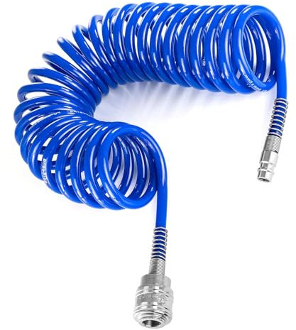 ANDARS 5m Tubo Spiralato Aria Compressa, Spirale Accessori Compressore Aria, Materiale PU Tubo per Compressore, Diametro 10 mm x 6,5 mm, Pressione Massima 10 Bar, per Garage e Officine