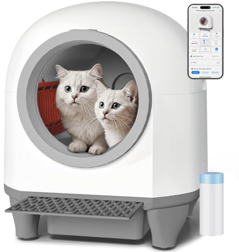 Devoko 98.5L Self Cleaning Cat Litter Box APP Controlled Automatic Litter Tray with 9 Safety Sensors | Extra Large Enclosed Litter Box forMultiple Cats|Quiet & Energy Efficient| Smart Anti-Pinch Robot