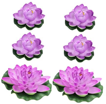 Zerodeko 6 Stück Künstliche Schwimmende Lotusblumen in Realistische Wasserlilien Dekoration Für Garten Teich Und Miniteich Wetterbeständig Geeignet Für Innen Außenbereiche