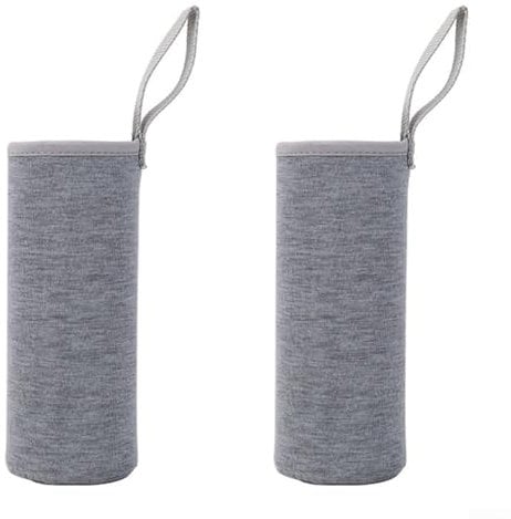 Pumixiy Thermal Sleeve Water Bottle Cover Insulated Protective Carrier Bag Neoprene Holder for 550ml 750ml 1000ml 1500ml Sports Bottles Outdoor Camping Hiking Travel 2 Pack(550ML grey)