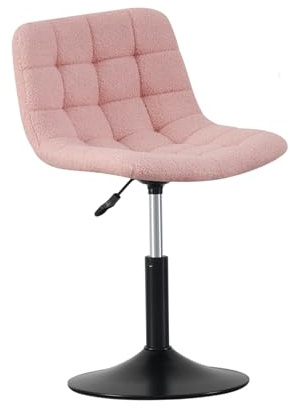 mcc direct Soft Fabric Dressing Table Chair, Height Adjustable Swivel Desk Home Office Chair with Footrest and Metal Base for Bedroom Vanity & Office (Pink) - Drake