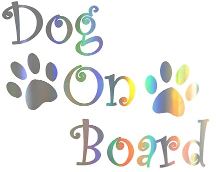 Holographischer Dog On Board Autoaufkleber, Wasserfester PVC-Aufkleber mit Pfoten-Design, Dekorative Sticker für Auto, Laptop, Kühlschrank, Möbel ((18cm/7.09inch))