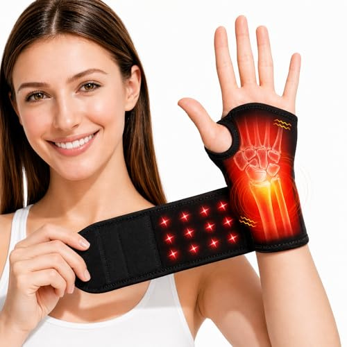 Cordless Heated Wrist Support with Vibration, 3 Heat and Vibration, Black