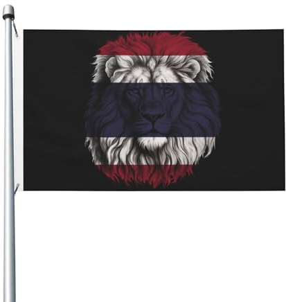 Bandiere Da Giardino Leone Thailandese Della Thailandia Bandiera Da Cortile Lavabile Garden Flag Resistente Alle Intemperie Outdoor Flag Per Soggiorno Giardino Vacanze 90X150Cm