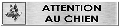 Plaque attention au chien malinois