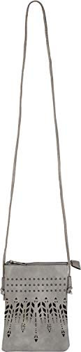 styleBREAKER Damen Mini Bag Umhängetasche Ethno Style und Nieten, Schultertasche, Handtasche, Tasche 02012260, Farbe:Grau
