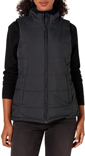Amazon Essentials Smanicato con Cerniera di Peso Medio Donna, Nero, XXL