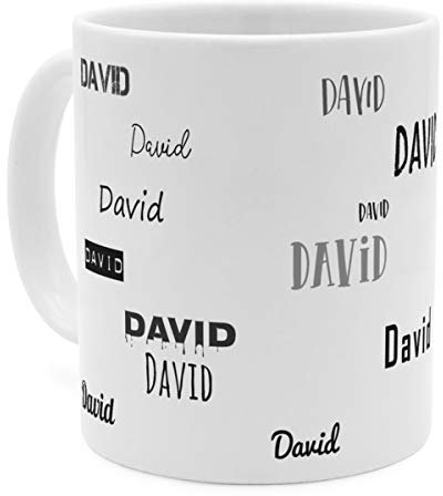 printplanet Tasse mit Namen David - Motiv Schriftarten Sammlung - Namenstasse, Kaffeebecher, Mug, Becher, Kaffeetasse - Farbe Weiß