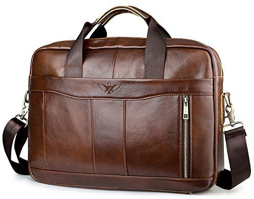 BAGZY Sacoche Homme pour Ordinateur 15.6 Pouces Porte Document Homme Sacoche Classeur Cartable Cuir Homme Cadeau Homme Ordinateur Sacoche Homme Bandouliere Sac Homme Business Serviette Homme
