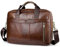 BAGZY Laptoptasche 15.6 Zoll Aktentasche Herren Umhängetasche Geschenk für Männer Handtasche für Männer Echtes Leder Herren Business Tasche Notebook Tasche Herren Bürotasche (Braun)