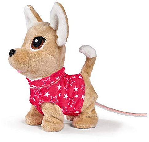 Simba 105893447 - Chichi Love Twinkle, Chihuahua mit leuchtender Kabelsteuerung, kann Laufen, bellen und mit dem Schwanz wedeln, 20cm, ab 3 Jahre