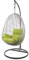 Kideo Komplettset: Hängesessel mit Gestell & Kissen, Lounge-Möbel, Poly-Rattan (Gestell- und Korbfarbe: grau, Kissen: grün Nest (6068 Apple Green))