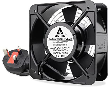 GDSTIME AC 15050 150mm x 50mm 220V 230V 240V Duall Ball Bearing Axial AC Cooling Fan for Computer Server Rack DIY Ventilation Exhaust Big Airflow
