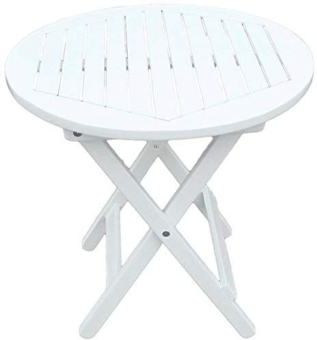 H4L Beistelltisch Weiß Klapptisch rund Holztisch Gartentisch Ø 50cm Tisch Eukalyptus