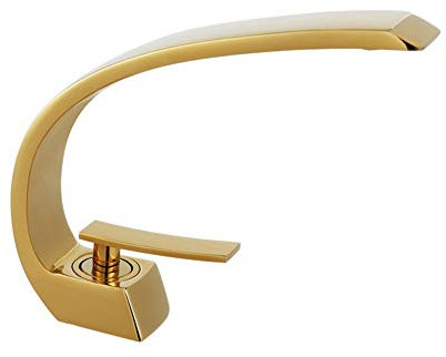 Wasserhahn Bad Waschtischarmatur, Moderner Messing Waschtischmischer Armatur Kaltes Und Heißes Wasser Vorhanden, Geeignet Für Badezimmer Und Waschbecken, Einhandmischer Waschtischarmaturen, Golden