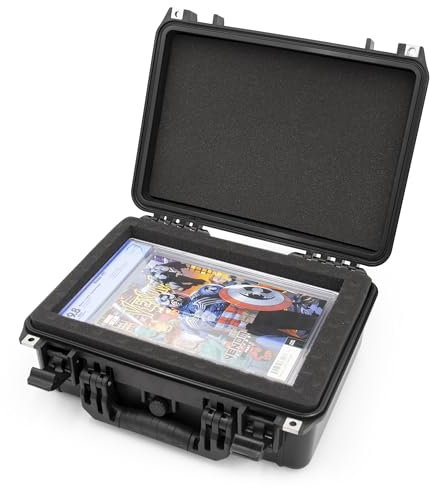 CASEMATIX 16” Waterproof Comic Book Storage Box – Protects Up to 8 CGC Graded or 30 Sleeved Comics in Customizable Airtight Bin