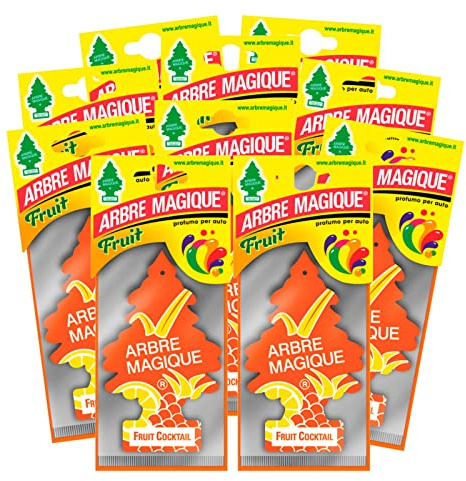 Arbre Magique Mono, Désodorisant de Voiture, Fragrance Cocktail de Fruits, Parfum Frais et Délicat, Durée jusqu'à 7 Semaines, Fabriqué en Italie, Pack de 10 Pièces