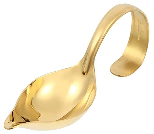 HUHAORAN2021 Gravy Sauce Boat Thickened Small Soup Ladle Saucier Spoons Stainless Steel Sauce Drizzle Spoon With Spout Gravy Boats (Color : Golden)