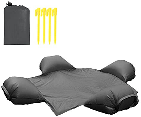 Bodhi2000 Wasserdichte Picknickmatte für vier Personen, Campingkissen mit aufblasbarem Kissen, Strandmatte, Picknickdecke für Strand, Outdoor, Reisen – Schwarz