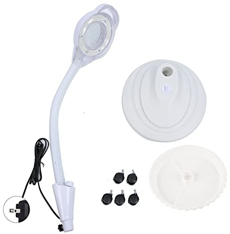 Sonew LED Kosmetiklampe, 8 Fache Vergrößerungs Stehlampe für Schönheitssalons, Höhenverstellbares Tattoo Licht mit 120 Lichtperlen und Drehschalter
