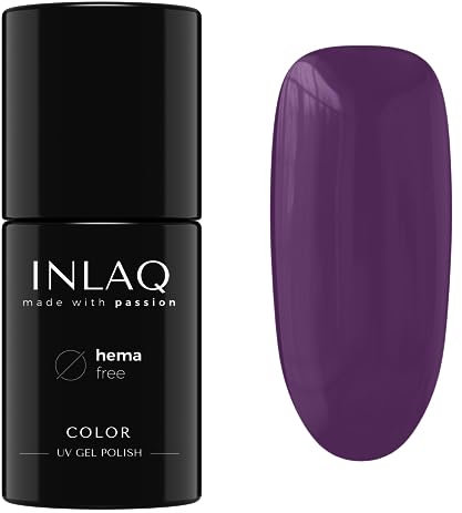 INLAQ® UV Nagellack Purple - 6 ml Hema Free - Langlebiger UV Lack - Nail Polish - Glamour Kollektion - Gelnägel - Shellac Gel - Gellack ohne Hema | 1021- Dark Purple