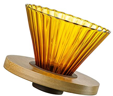Alipis Handfilter mit Zartem Design Einfach zu Bedienen Haushaltskaffee Trichter aus Glas und Holz Wiederverwendbarer Kaffee Kegel für Küche und Unterwegs