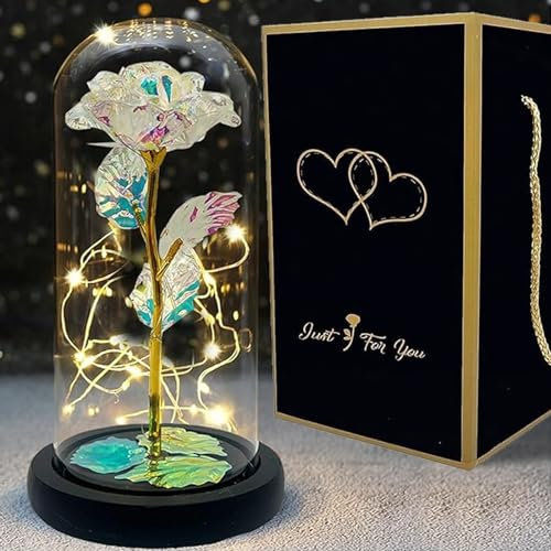 SAFRI Galaxy Light Rose Gifts for Her Him Girlfriend Boyfriend Husband Wife Mum Birthday Anniversary Christmas Valentines Day Gift Mothers Day Present (Galaxy Flower)