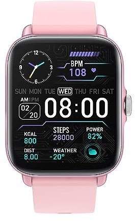 Smartwatch Herren Damen Wasserdicht Fitnessuhr Sportuhr Bluetooth-Anrufe mit 1.7 Voll-Touchscreen und Herzfrequenz-Schlafmonitor 7 Tage Lange Akkulaufze Itmehrfach Sportmodi für IOS Android Pulver