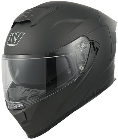 MY Motorrad Integralhelm Vollvisierhelm Mopedhelm mit Sonnenblende für Damen Herren,ECE 22.06 Genehmigung,Modell MY-936 (Matt Titanium, M)