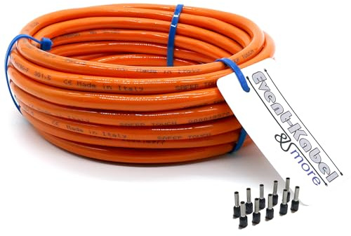 PUR-Leitung orange H07BQ-F 3x1,5mm2 Polyurethanleitung, Baustellenkabel, Industriekabel für den Außenbereich 5-100m inkl. 10x 1,5mm² Aderendhülsen (30 Meter)