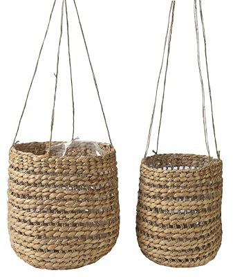 Decoris Fioriera sospesa in giacinto d'acqua naturale, diametro 28 cm, altezza 32 cm, taglia unica