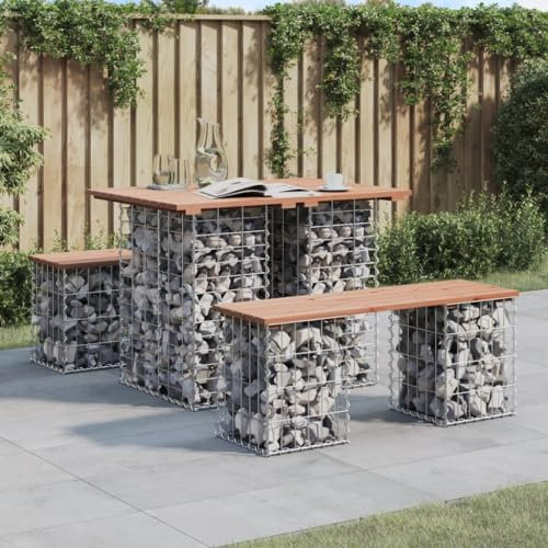 Swpsd Garden Bench Gabion Baskets Bencn Chair Garden Mesh Wire Cages Garden Outdoor Chair with Gabion Design Gabion Design 100x70x72 cm Solid Wood Douglas Option1