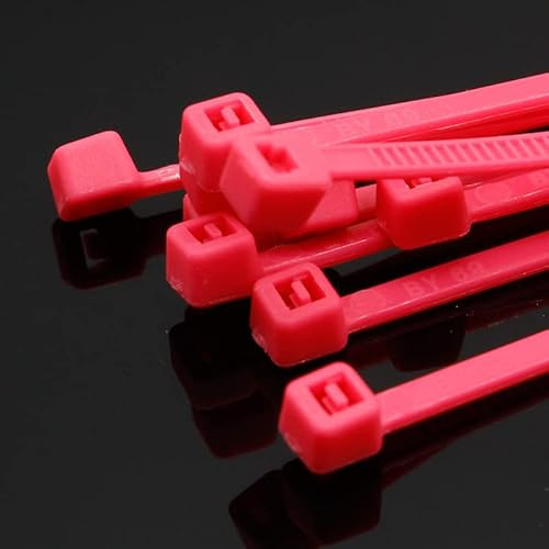 SKEPPY 100 Stück/Packung, 4 x 200 mm, Breite 2,7 mm, bunt, selbstsichernde Kunststoff-Nylon-Kabelbinder, Kabelbinder(Pink)