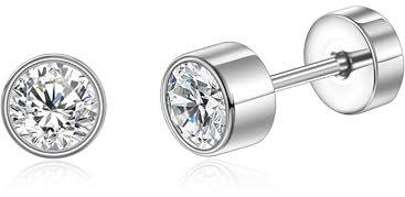 Titan Ohrringe Hypoallergen Damen Herren Mädchen G23 Titan Ohrstecker mit Schraubverschluss Kleine Zirkonia Ohrstecker 3mm