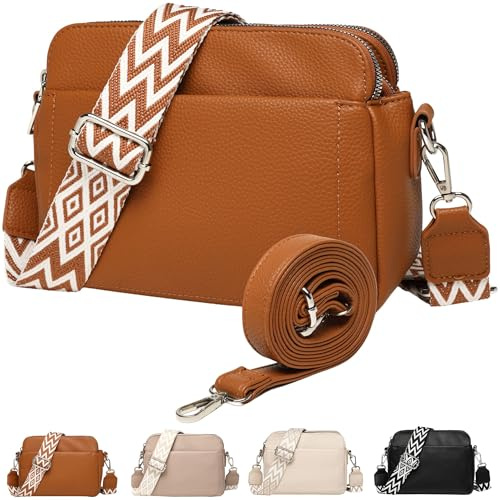 Makukke Crossbody Bag Damen, Umhängetasche Handytasche zum Umhängen Kleine Handtasche Damen Moderne Schultertasche PU Leder Tasche mit Kartenschlitz 2 Schultergurt Verstellbar Abnehmbar Schultergurt