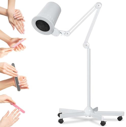 Nail Duster Collector,80w Nail Dust Fan Nail Cleaner for Manicure - 4500k Nail Vacuum Cleaner Powerful Dust Extractor with Led Light-Mobile Base Stand