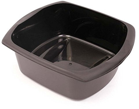 Rectangular Washing Up Bowl 9.5L Kitchen Dish Wash with Integral Handles Strong Plastic Bowls Recycled Sink Dishes Basin (Soft Black)
