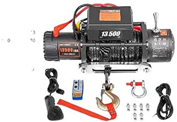 13500 LBS 12V treuil électrique 27M/92FT corde de remorquage synthétique levage Treuils palan for 4X4 voiture remorque ATV camion hors route bateau