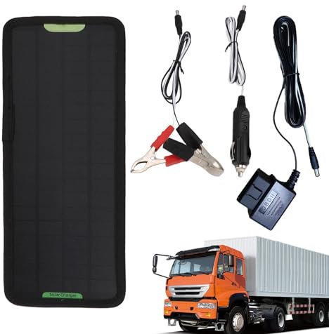 Upgraded 7.5W-Solar-Battery-Trickle-Charger-Maintainer-12V Portable Waterproof Solar Panel Trickle Charging Kit for Car, Automotive, Motorcycle, Boat, Marine, RV, Trailer, Powersports, Snowmobile, etc